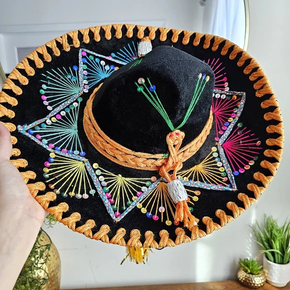 Handcrafted Sombrero Selene Calidad Mexican Mariachi Multicolor Children's Hat - Picture 12 of 16